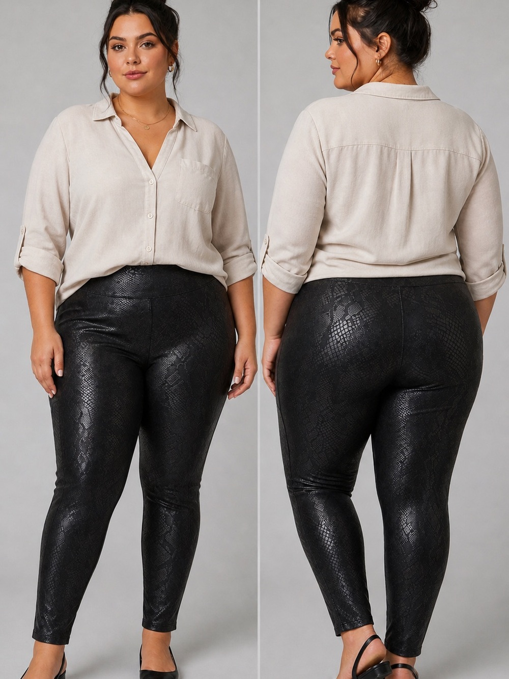 torrid Black Snake-Embossed Ponte Leggings